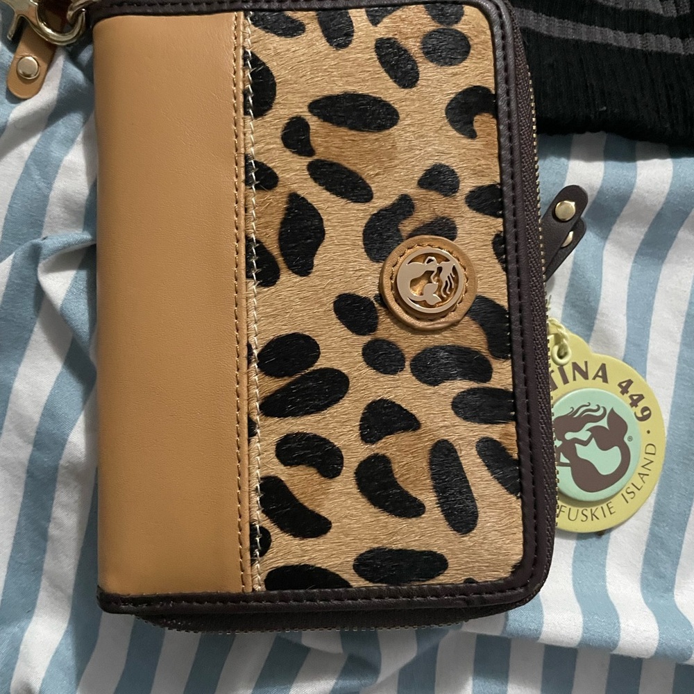 Spartina 449 Tan and Black Leopard Print Wallet